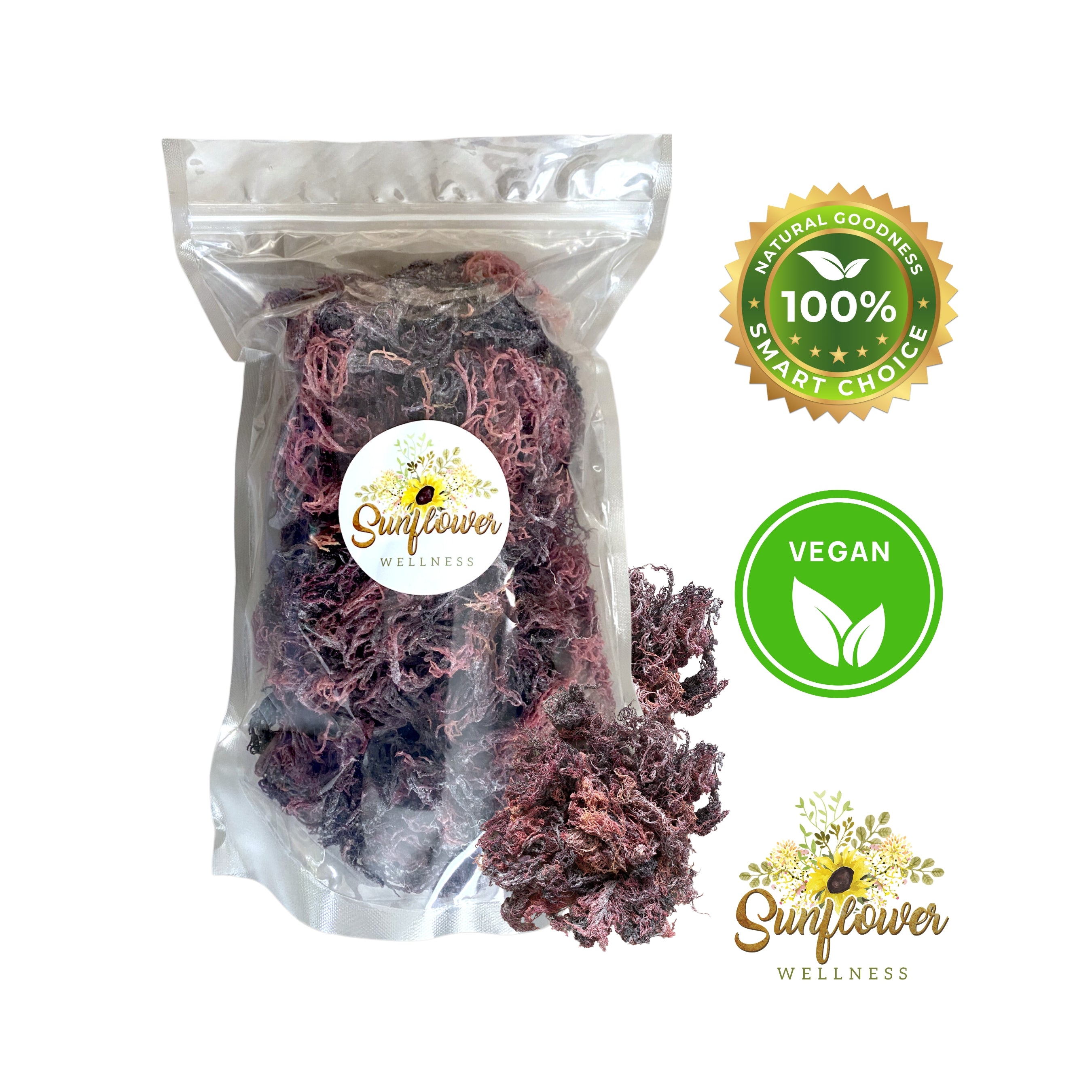 Raw Purple sea moss wildcrafted from St. Lucia from sunflower wellness