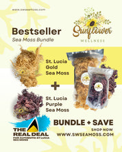 St lucia sea moss bundle featuring raw gold and purple sea moss for 1 low price.