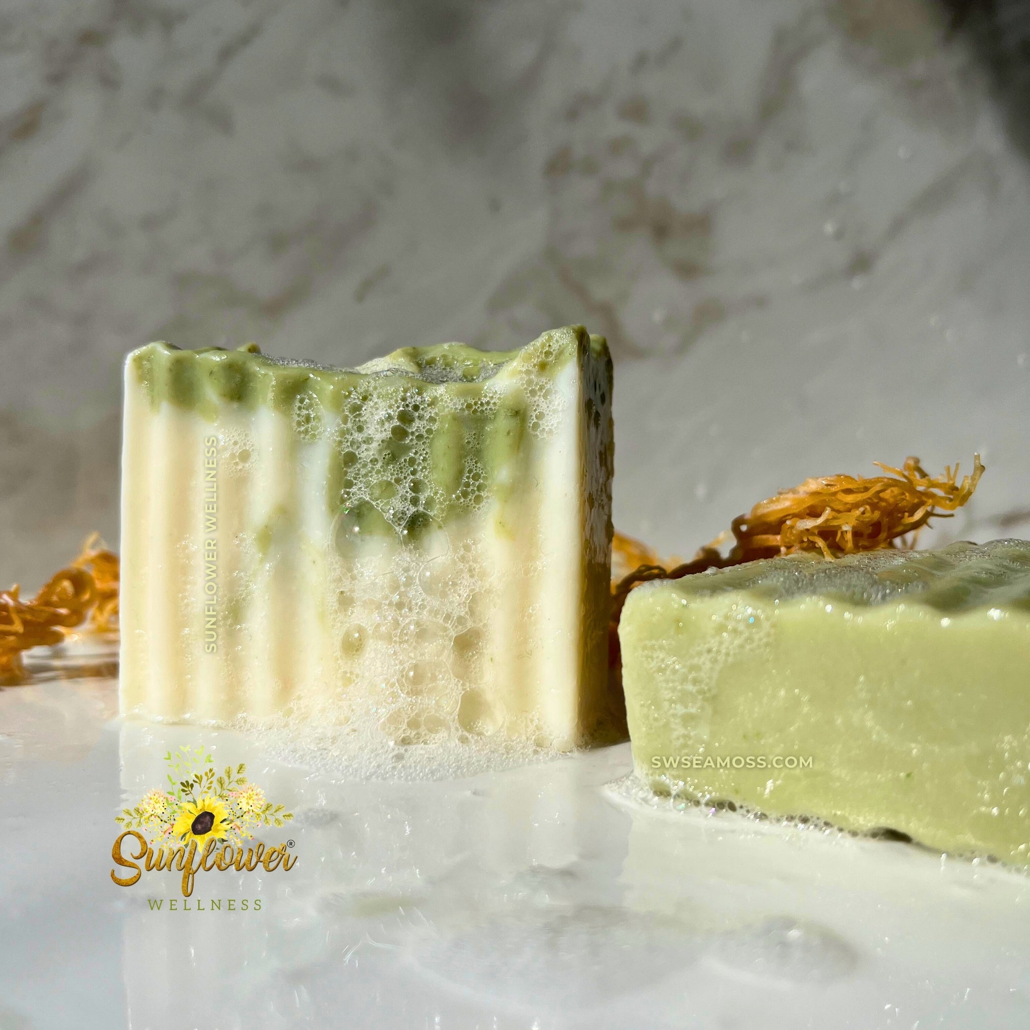 Sea moss soap made with wildcrafted St. Lucia sea moss – natural, moisturizing, and handmade by Sunflower Wellness