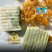 Sea moss soap bars with wildcrafted St. Lucia sea moss – handmade, all-natural skincare by Sunflower Wellness.