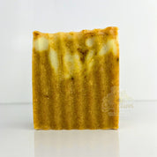 Handmade turmeric sea moss soap bar with St. Lucia wildcrafted sea moss, turmeric powder, and moisturizing oils. Natural skincare for glowing, healthy skin.