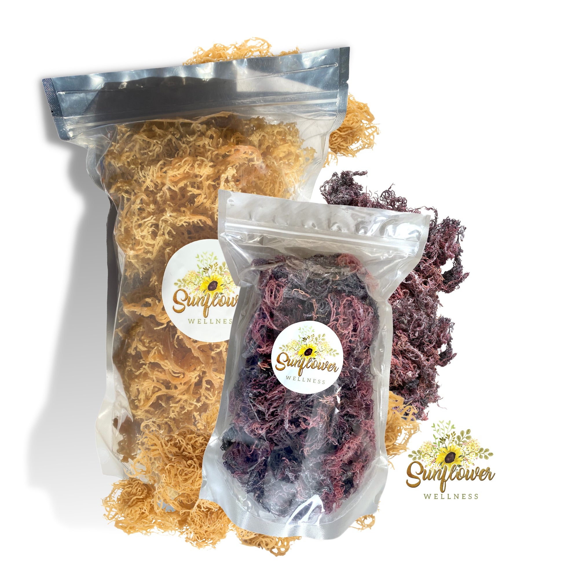 Wildcrafted Gold and Purple sea moss bundle.