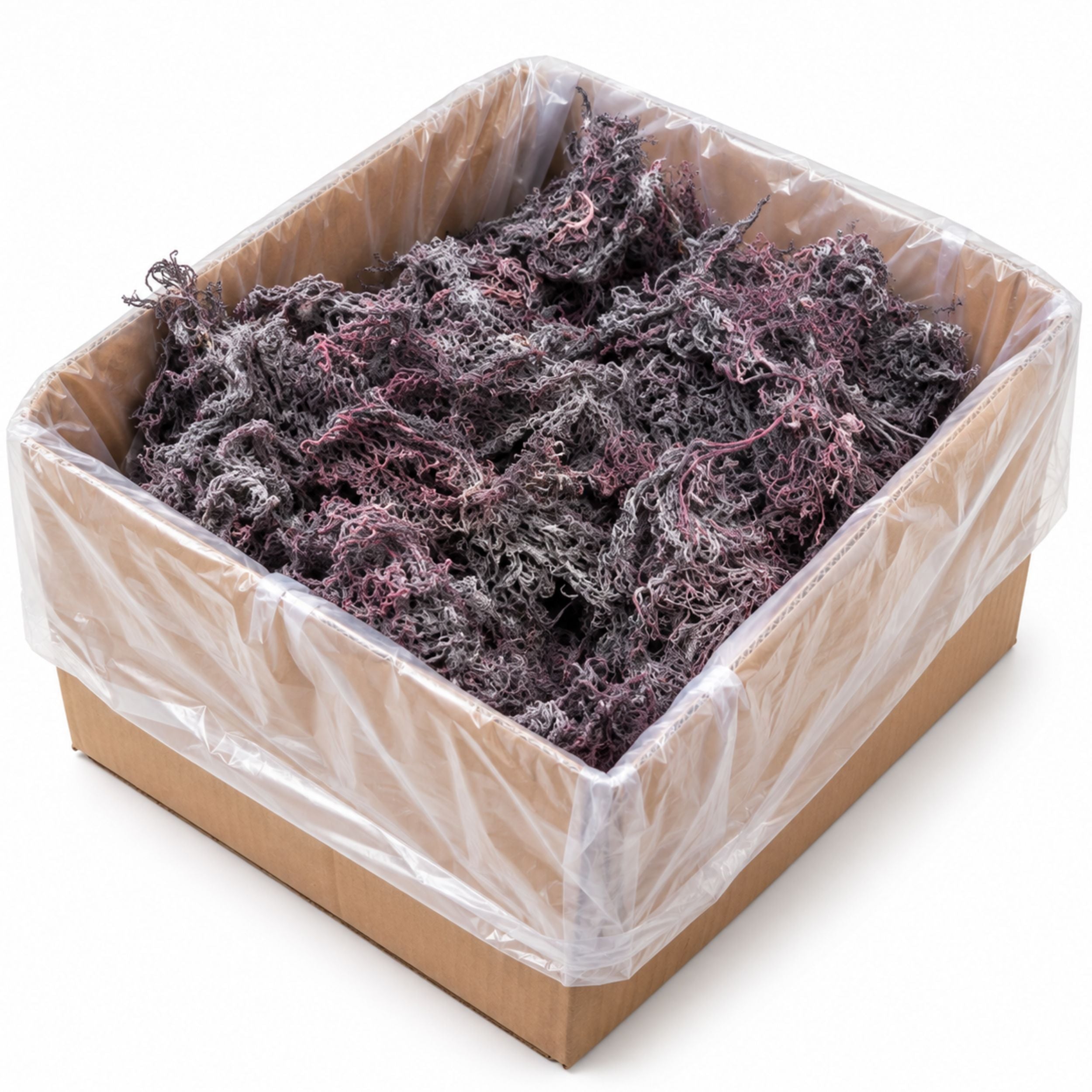 purple sea moss bulk in a box for gel making