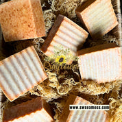 Organic turmeric and sea moss soap for sensitive skin. Vegan, fragrance-free, and enriched with Babassu oil, coconut oil, and shea butter for deep hydration.