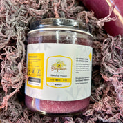 Purple sea moss gel in a jar made from st lucia purple sea moss, sustainably harvested